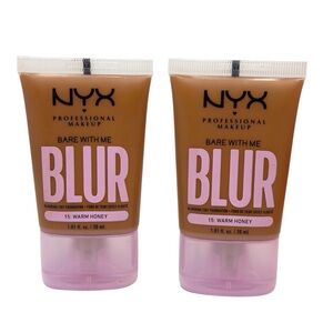 2 NYX PROFESSIONAL  BARE With Me BLUR Skin Tint Foundation - 15 Warm Honey